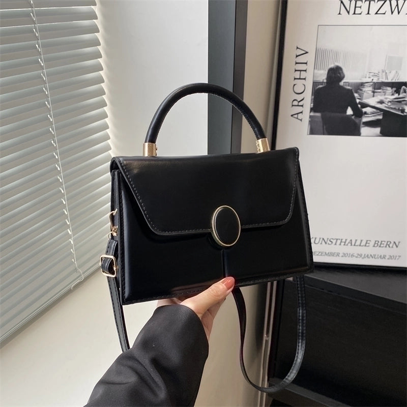Women's Pu Leather Solid Color Classic Style Flip Cover Handbag