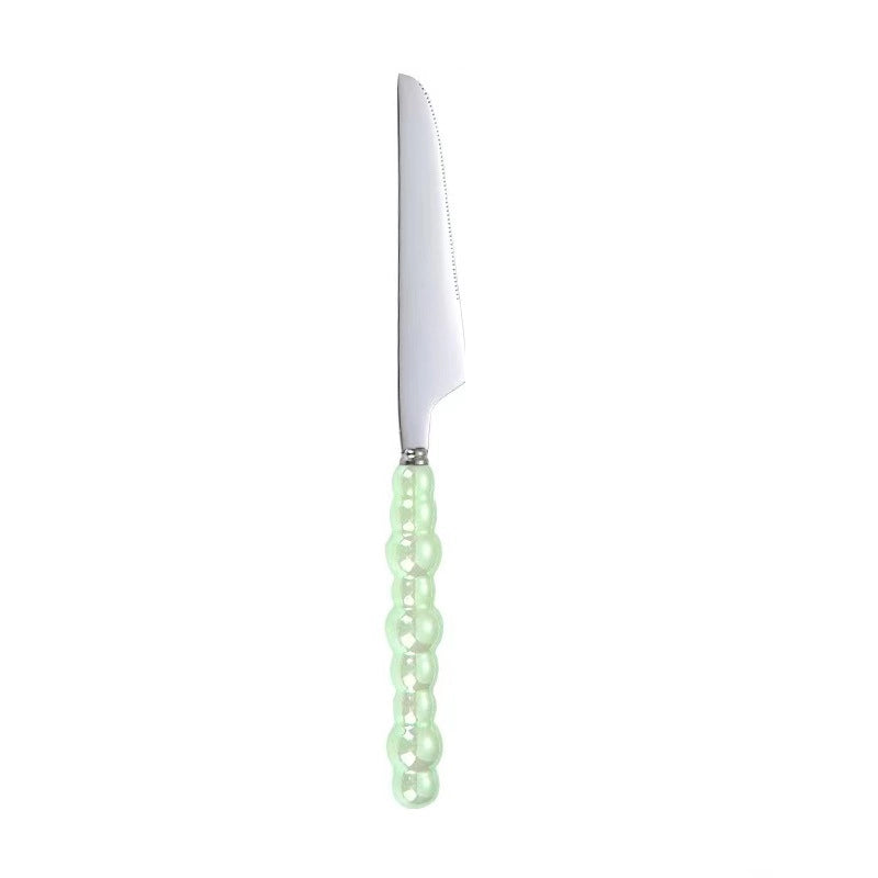 Ceramic Pearl Handle Stainless Steel Knife. Fork And Spoon Creative Light Luxury Western Food Hotel Steak Knife Dessert Spoon Tableware Suit