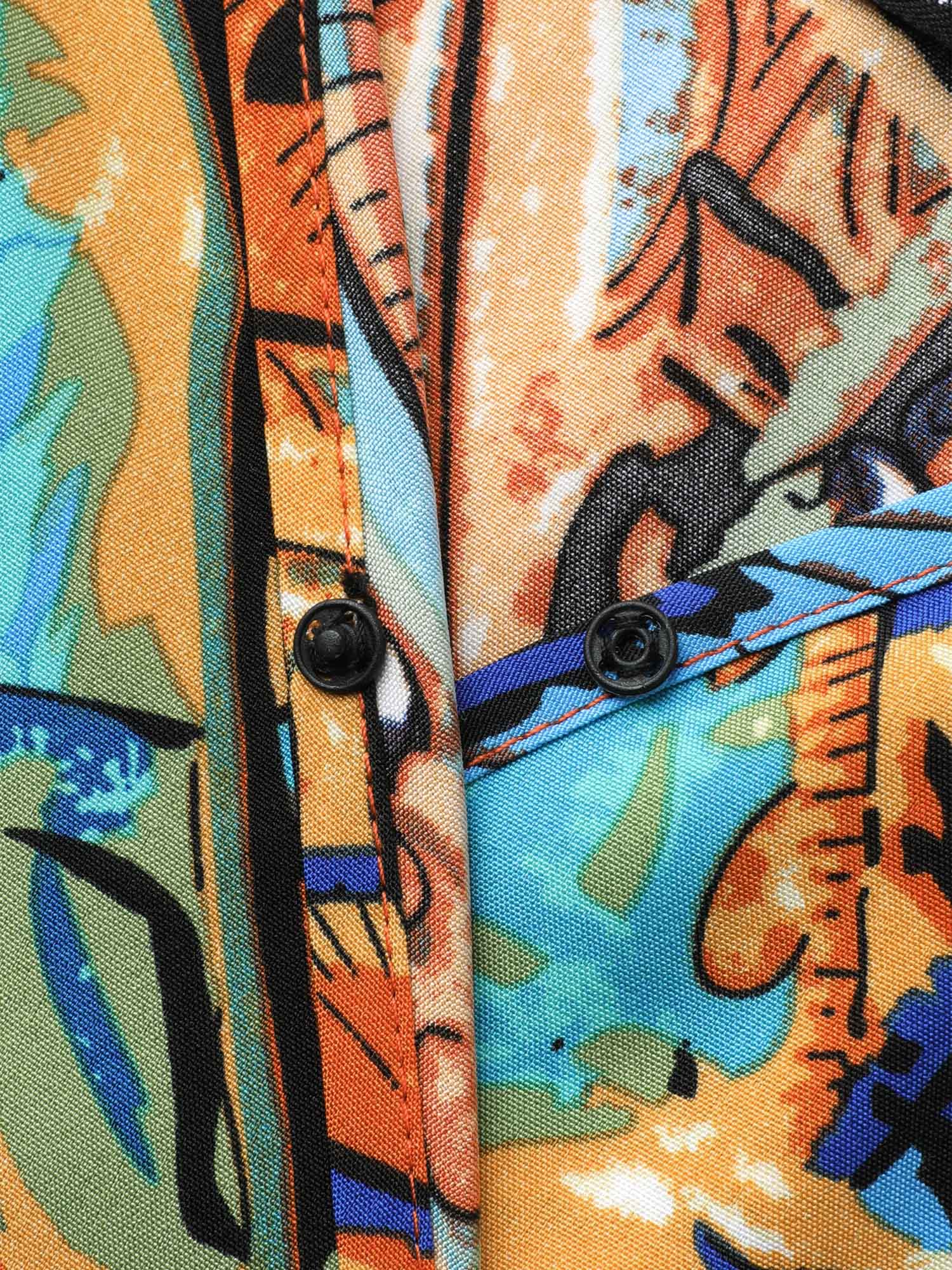 Boho Print Stretchy Waist Pockets Maxi Dress
