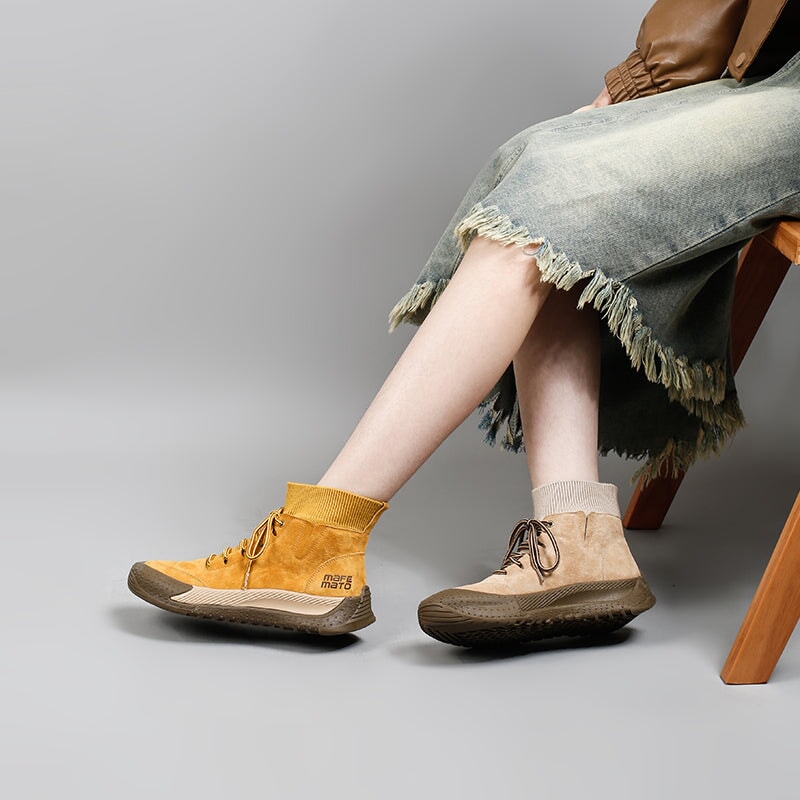Handmade Retro Nubuck Leather Martin Boots Designer Retro Chunky Boots