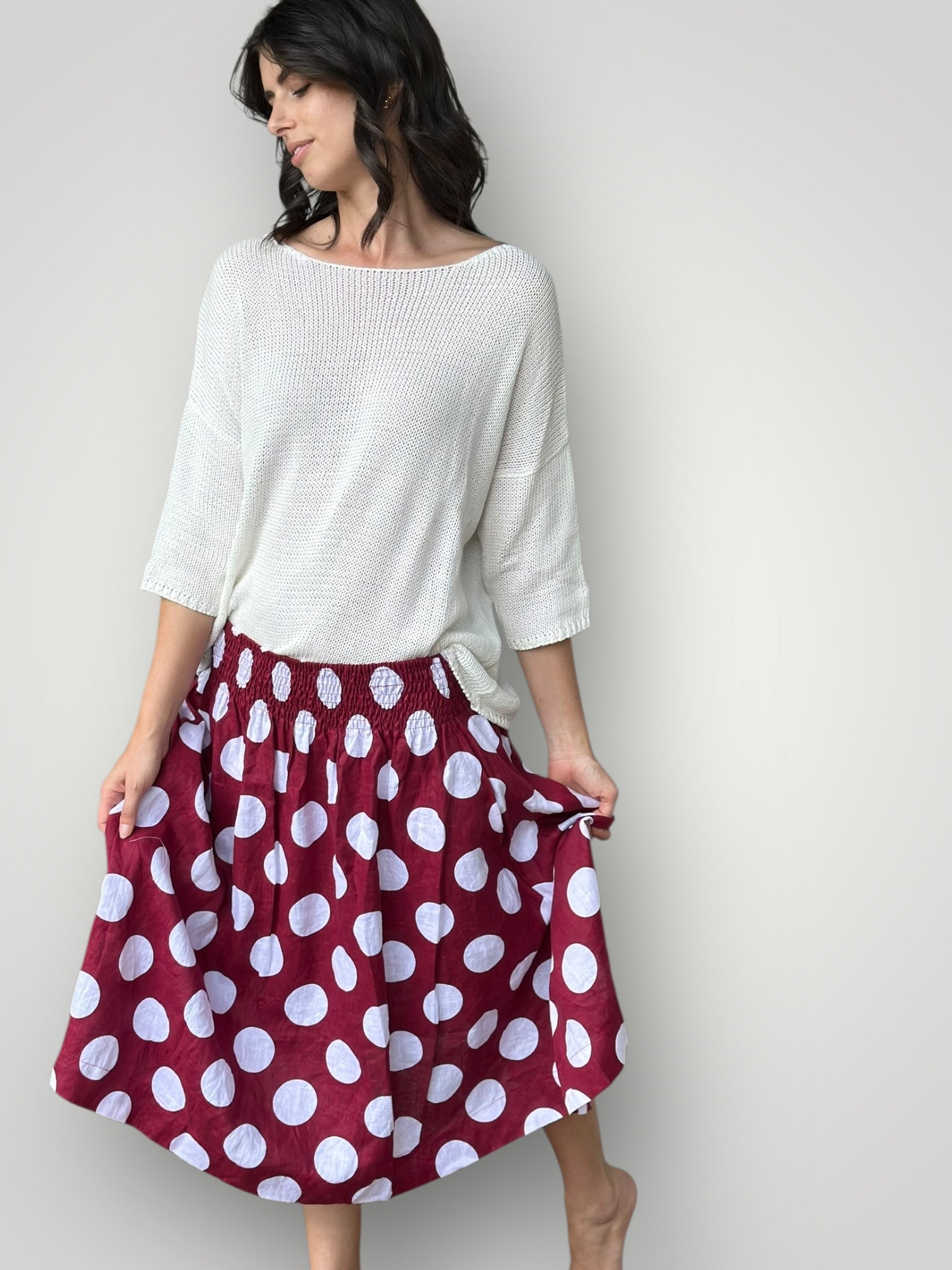 lola skirt - big wine spot linen
