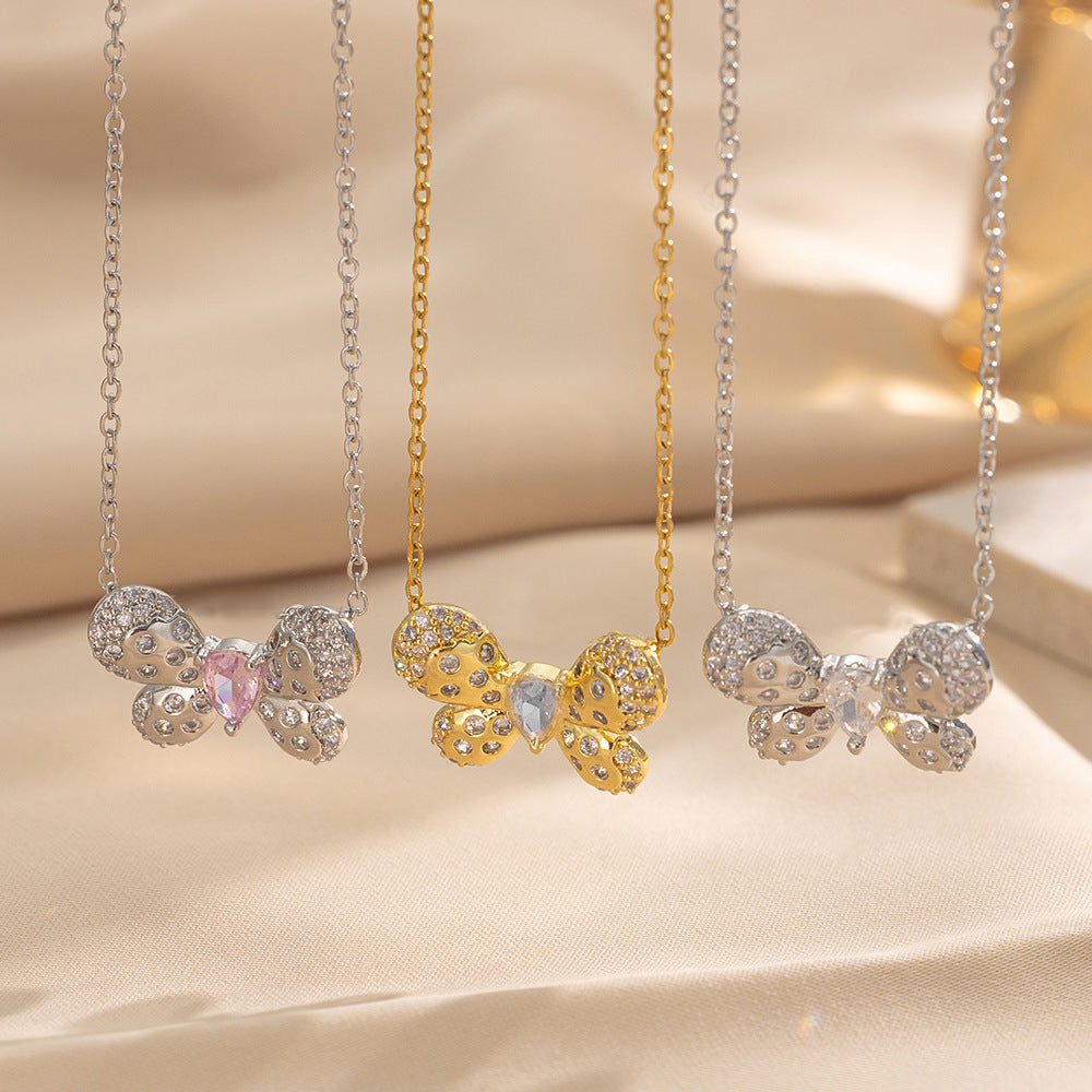 Necklace Women  Version Ins Style Simple Butterfly Necklace Inlaid With Zircon Fashion Clavicle Chain Sweet