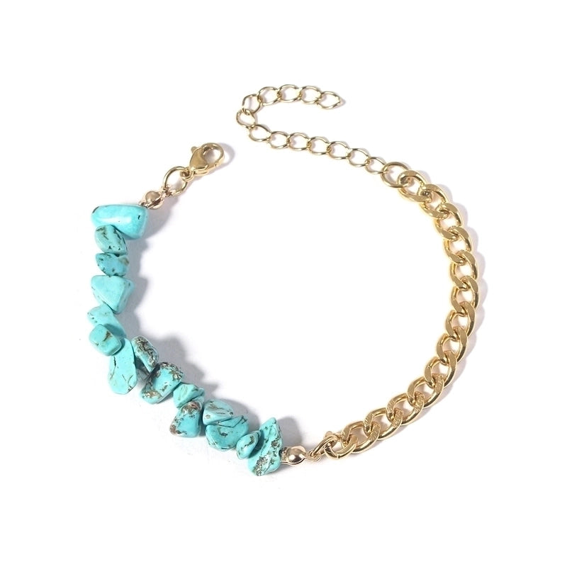 Vacation Color Block 304 Stainless Steel Natural Stone 18K Gold Plated Bracelets In Bulk
