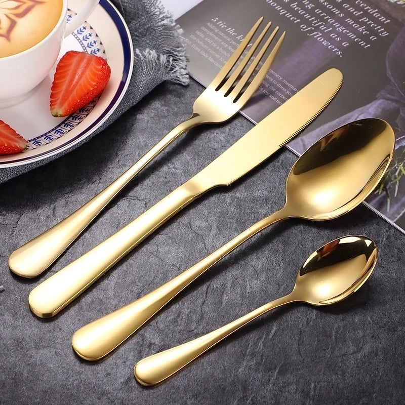 Fashion Solid Color Stainless Steel Tableware 4 Pieces