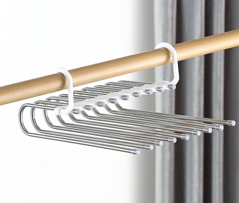 🔥 Space-Saving Solution: 🔥 Foldable Stainless Steel Pants Hanger