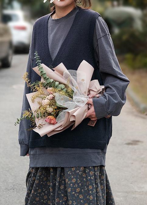 For Spring Blue Fashion Spring V Neck Button Down Knitted Coat