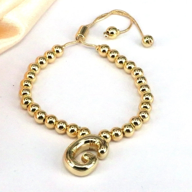 Copper Gold Plated Vintage Style Minimalist Letter Bracelets