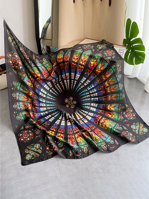 Contrast Color Printed Sun Protection Shawl&Scarf