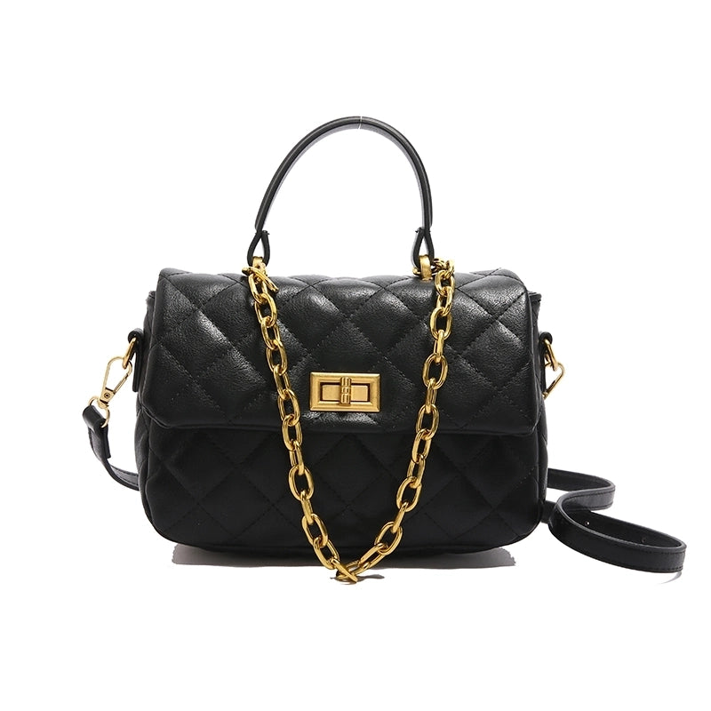 Women's Pu Leather Solid Color Lingge Leopard Vintage Style Vacation Square Flip Cover Shoulder Bag Handbag Crossbody Bag