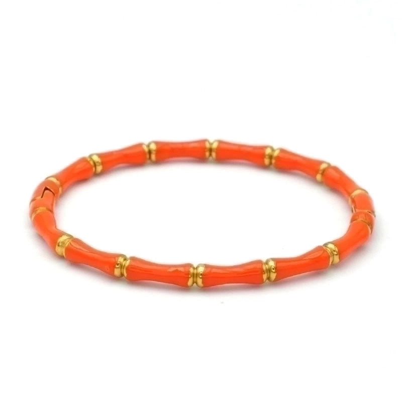 2 Pieces Elegant Vintage Style Bamboo Solid Color Stainless Steel Bangle In Bulk