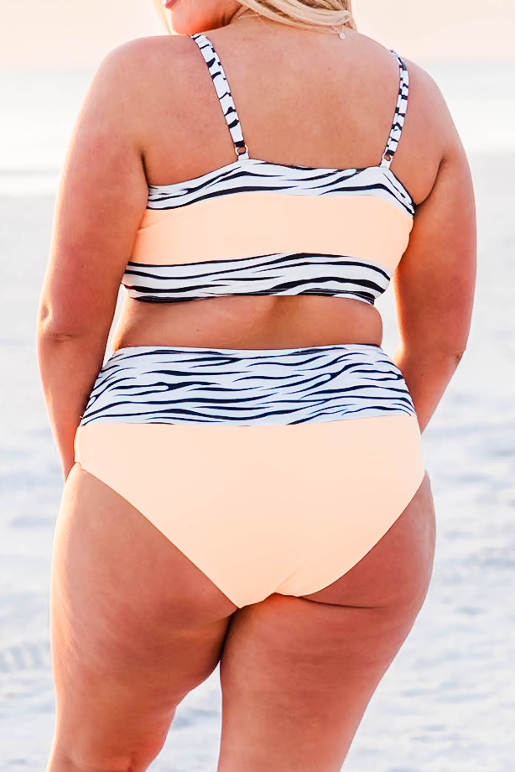 Hidden Islands Swim Top. Orange/Zebra