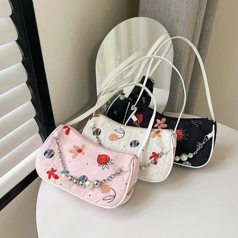 Shoulder Bag Women's Summer Crossbody Bag Underarm Bag New Bag Printed Pleated Small Straddle Bag