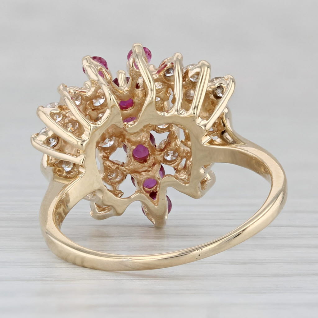 1.30ctw Diamond Ruby Cluster Butterfly Ring 14k Yellow Gold Size 7.5 Cocktail