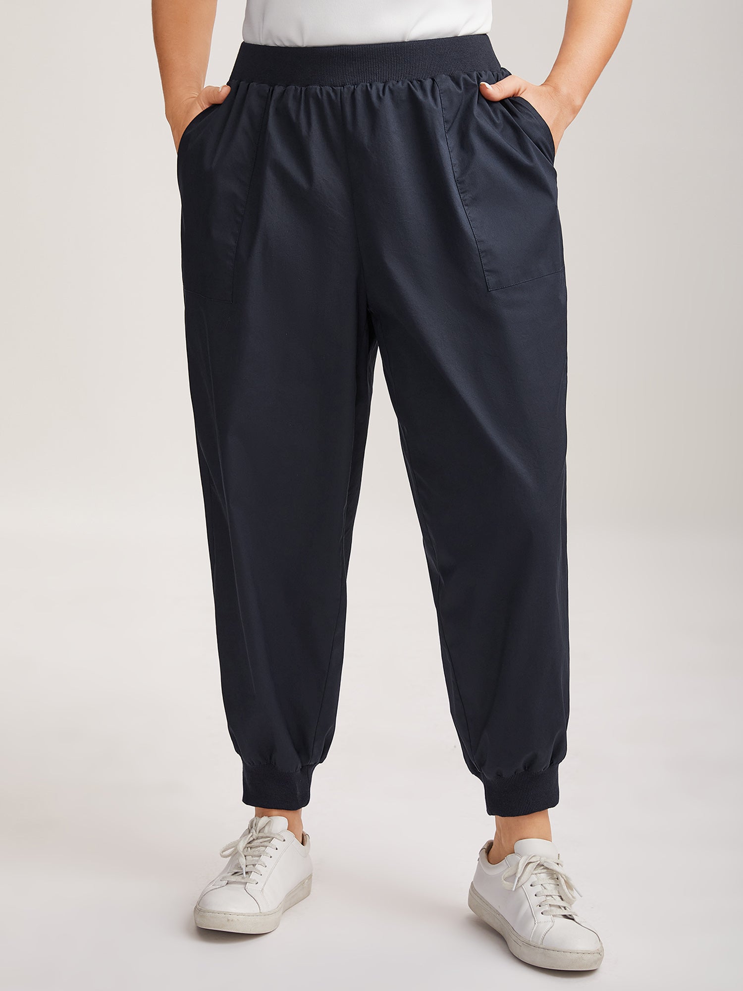 Cotton Pull-On Waist Solid Jogger Pants