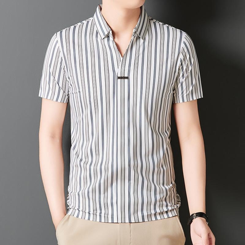 Men's Summer Striped Short Sleeve Shirt(49% OFF)