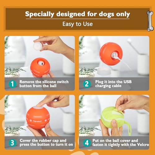 Interactive Dog Toys Dog Ball.[Newly Upgraded] Durable Motion Activated Automatic Rolling Ball Toys for/Small/Medium/Large Dogs.USB Rechargeable