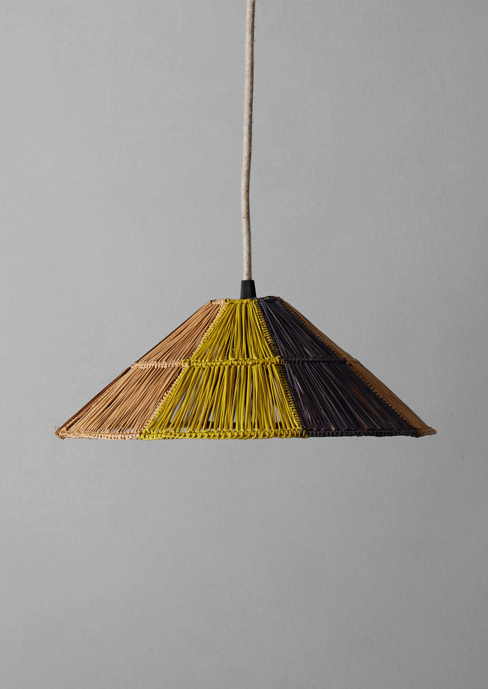 Handmade Small Iraca Cone Lampshade | Multi