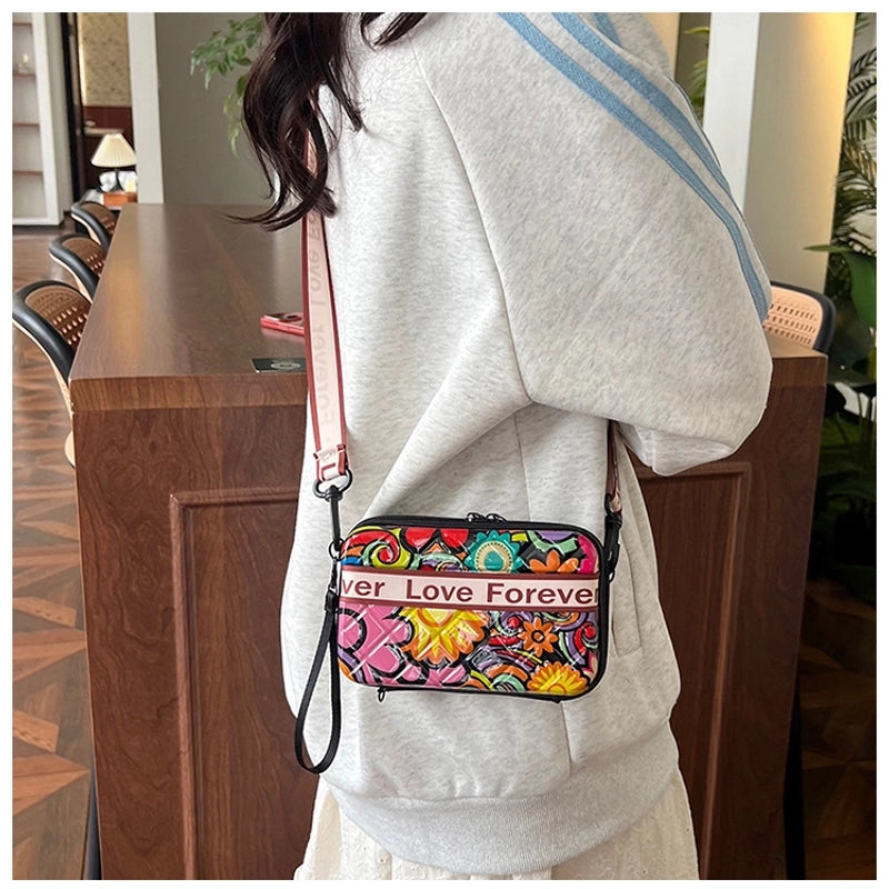 Women's Medium PVC Letter Polka Dots Butterfly Streetwear Square Zipper Square Bag