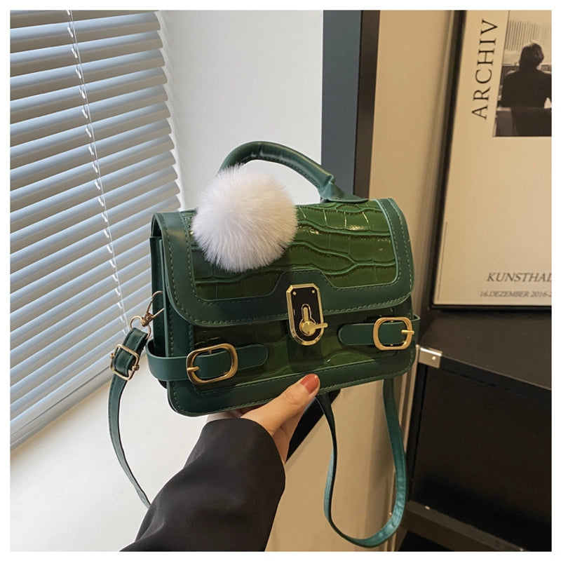 Women's Medium Pu Leather Solid Color Streetwear Square Magnetic Buckle Crossbody Bag