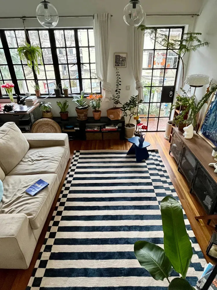 Karl Blue Striped Carpet