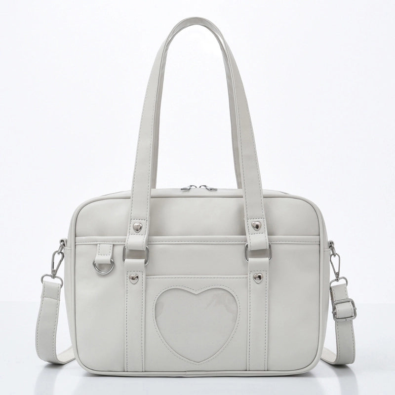 Women's Pu Leather Heart Shape Streetwear Square Zipper Handbag