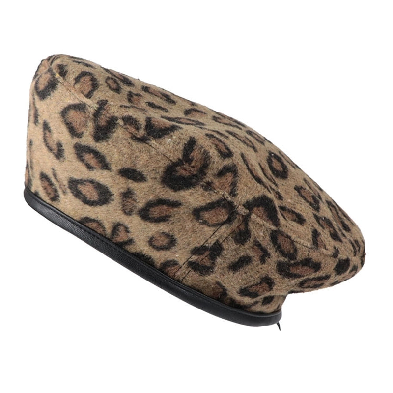 Women's Casual Minimalist Leopard Eaveless Beret Hat