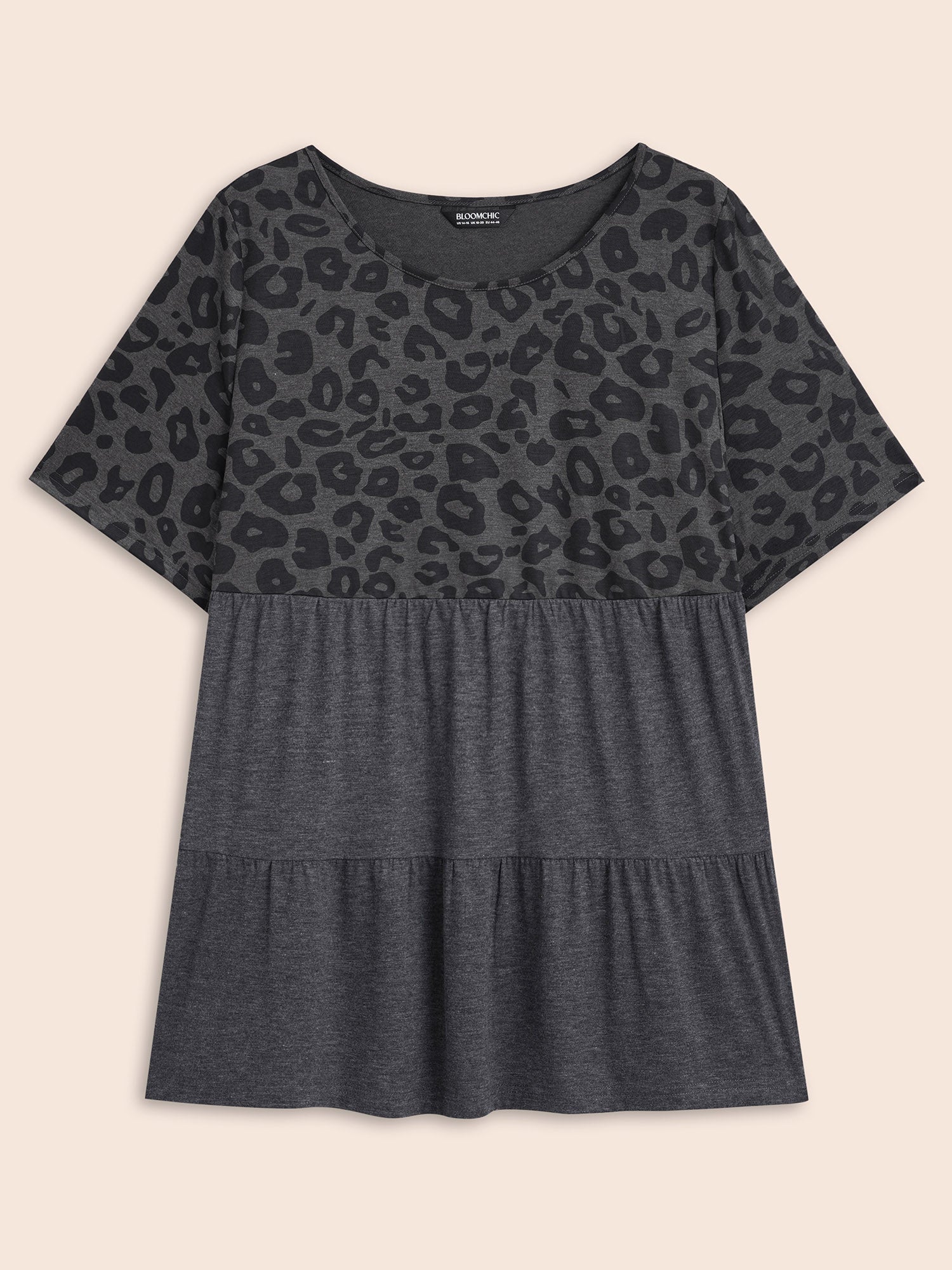 Round Neck Leopard Print Patchwork T-shirt