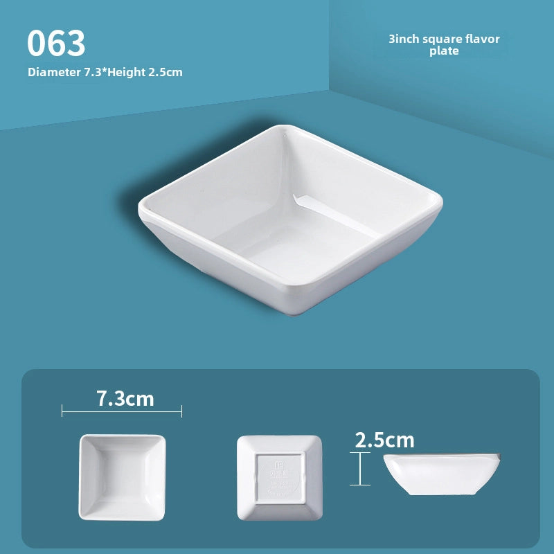 White Melamine Round Flavor Dish Vinegar Dish Catering Hot Pot Shop Commercial Imitation Porcelain Three-compartment Dip Dish Seasoning Dish