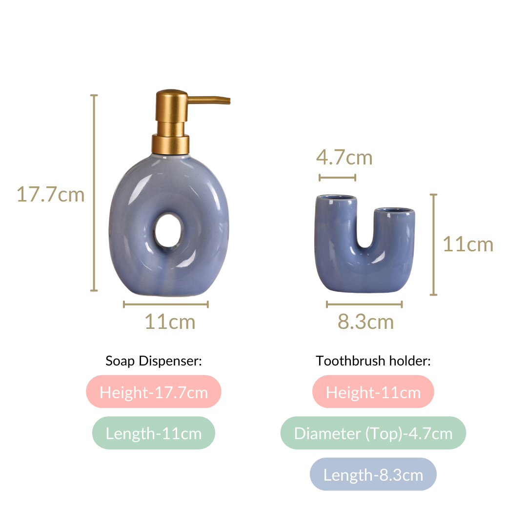 Modern Ceramic Bath Set of 2 Blue
