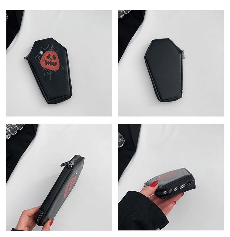 Halloween Women's Pu Leather Printing Vintage Style Square Zipper Clutch Bag