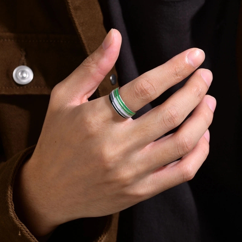 304 Stainless Steel Minimalist Epoxy Color Block Rings