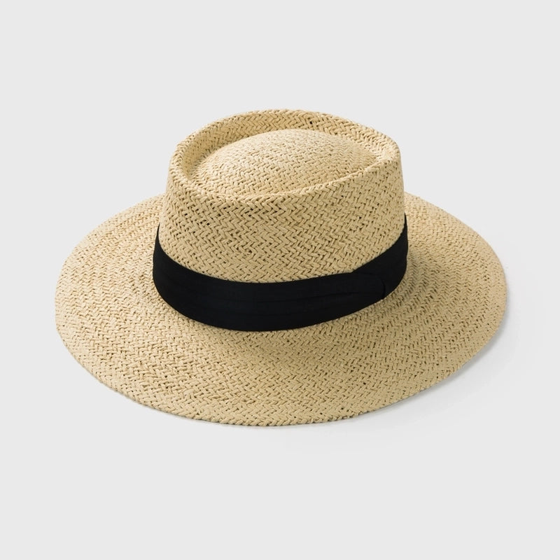 Version Of Straw Woven Concave Top Hat Spring And Summer Sunscreen Sunshade Top Hat