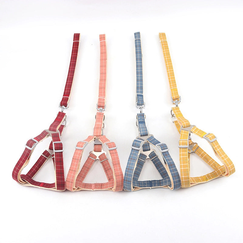Second Generation Upgraded Pet Leash  Two-color Plaid Imitation Nylon Dog Leash