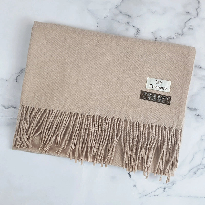 Big Red Scarf Thickened Cashmere Scarf Solid Color Women's Winter Explosions Cashmere Scarf Women's Wool Shawl