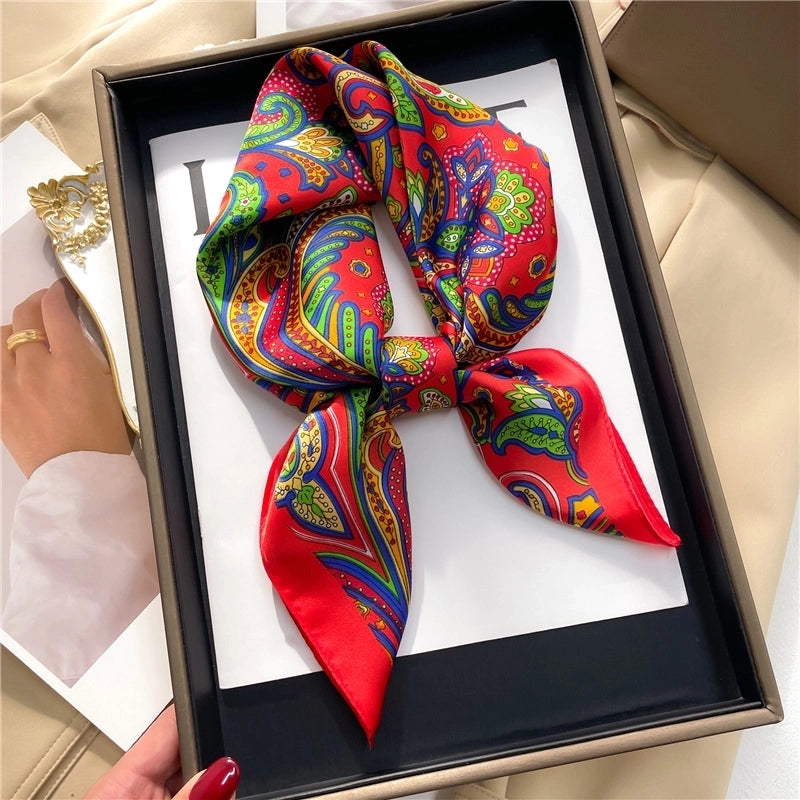 Women's Elegant Minimalist Color Block Polyester Printing Silk Scarf