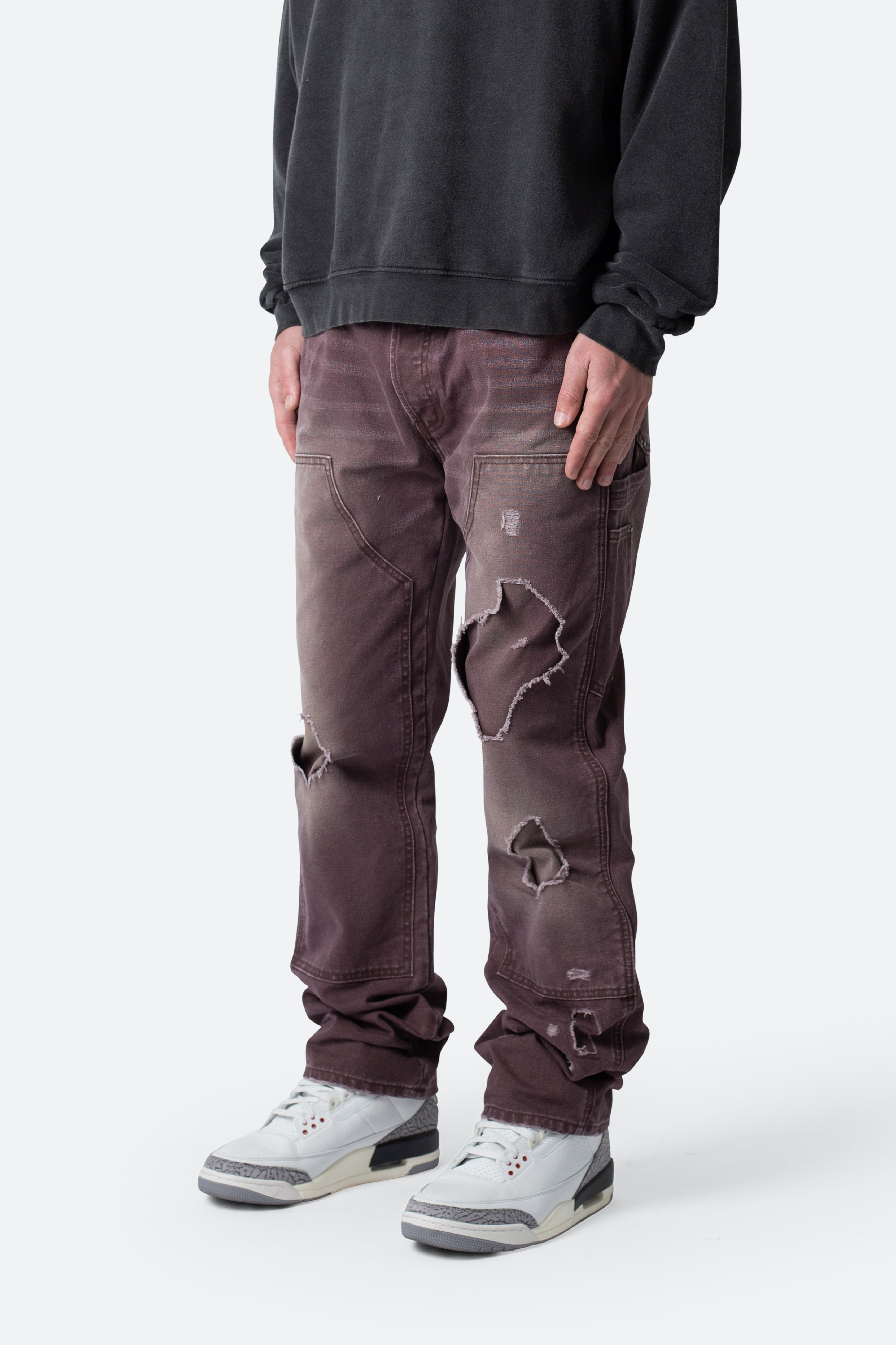 V602 Thrashed Carpenter Pants - Brown