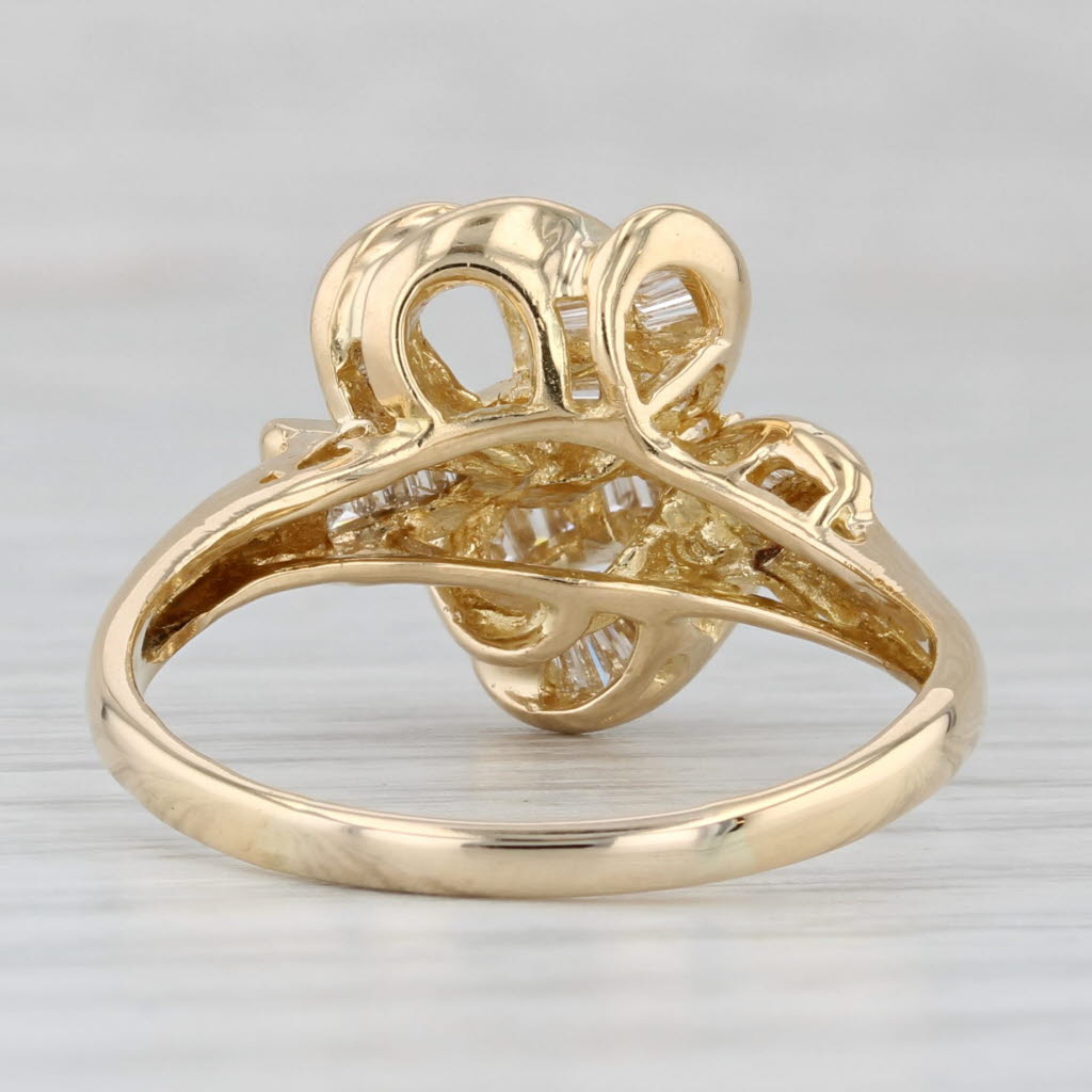 0.35ctw Baguette Diamond Knot Bow Ring 18k Yellow Gold Size 10.25