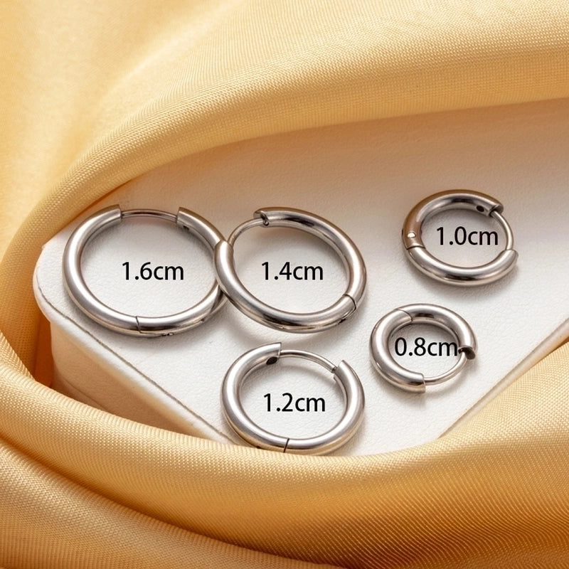 1 Piece IG Style French Style Minimalist Round 316 Stainless Steel  Earrings