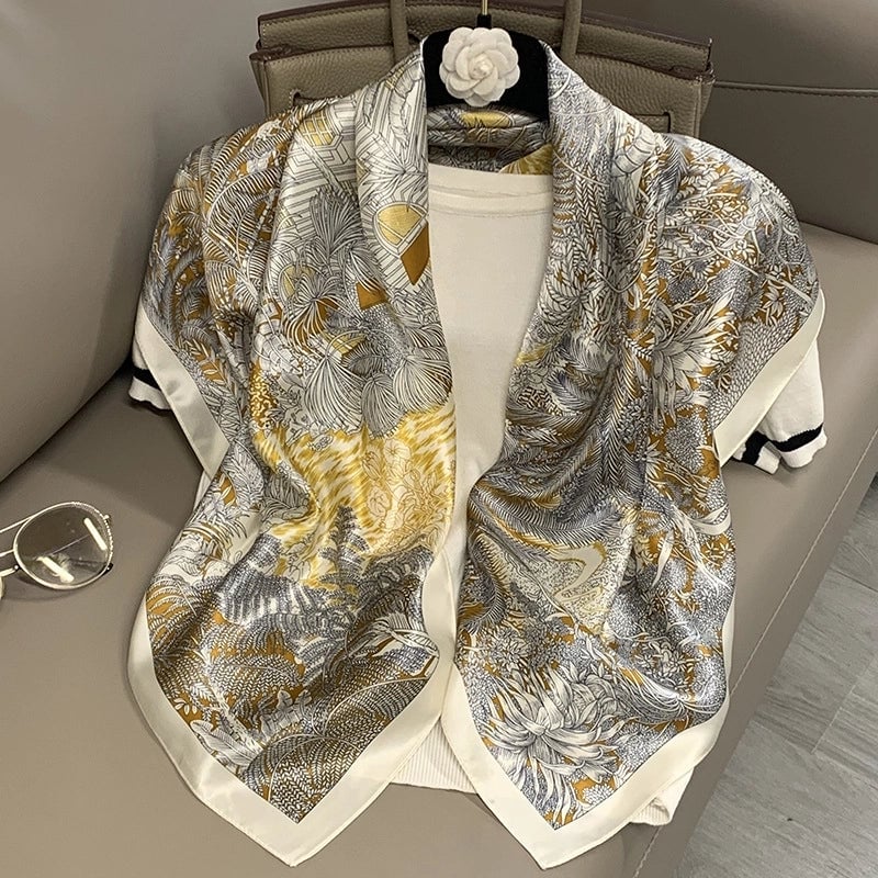 Women's Elegant Minimalist Printing Silk Printing Silk Scarf