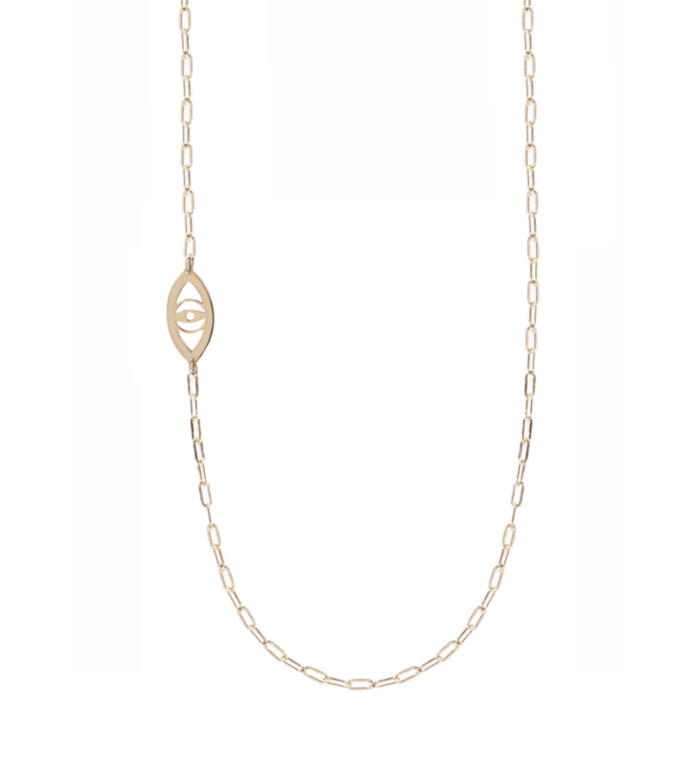 Elle Evil Eye Necklace - Sterling Silver. Gold Plated or Two-Tone