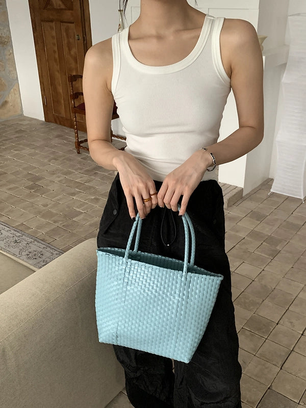 Women's Large PVC Solid Color Streetwear Square Open Handbag