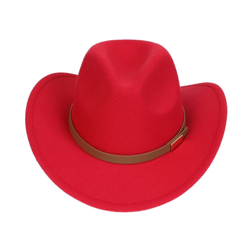 Tibetan Western Denim Top Hat Spring And Autumn New Jazz Hat Big Brim Five-pointed Star Belt Accessories Felt Hat For Men And Women