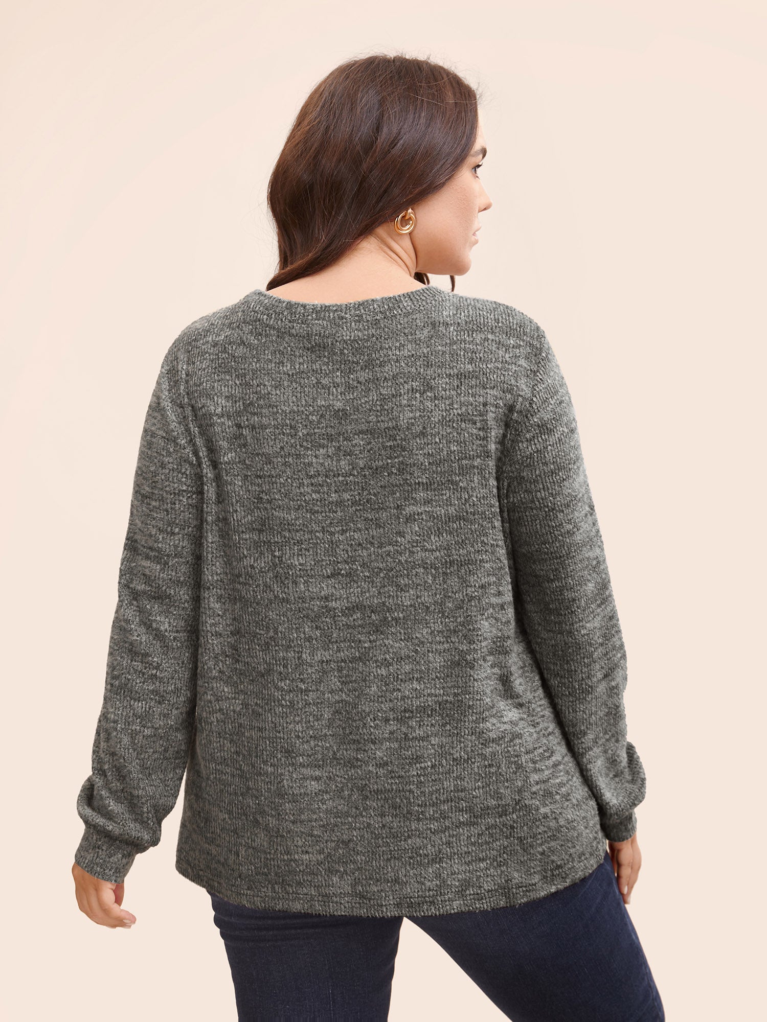 Solid Heather Round Neck Stitch Sweatshirt