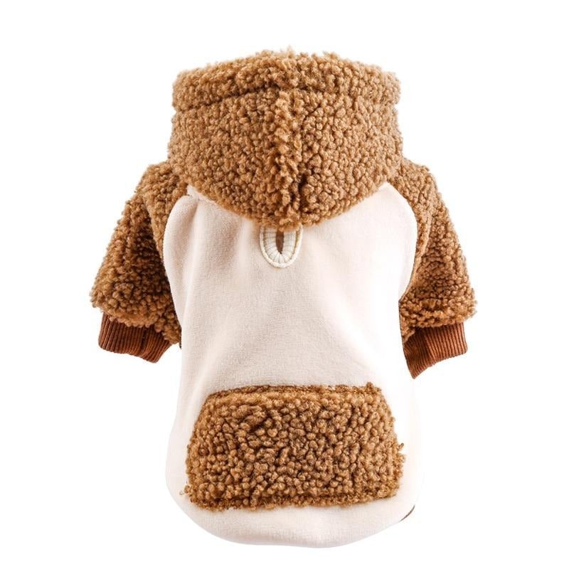 Contrast Color Fleece Dog Hooded Coat