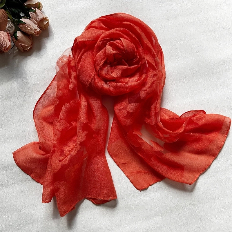 Women's Elegant Sweet Color Block Silk Silk Scarf