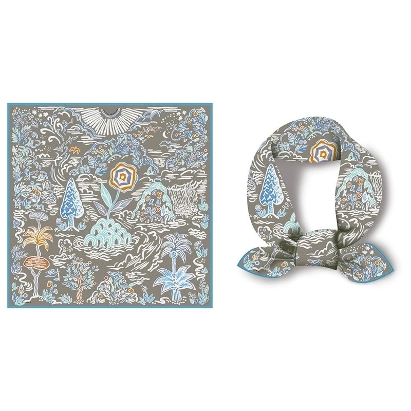 Women's Minimalist Classic Style Color Block Polyester Printing Flowers Silk Scarf