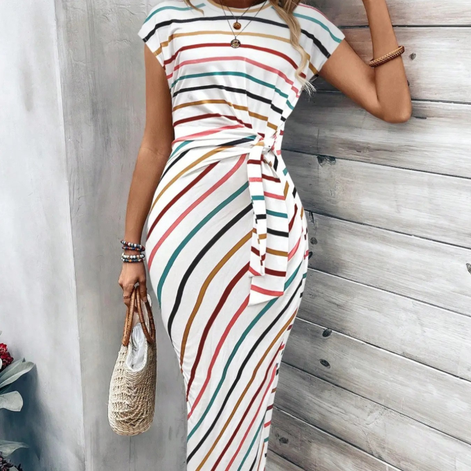 💃Women's Striped Tie Waist Dress