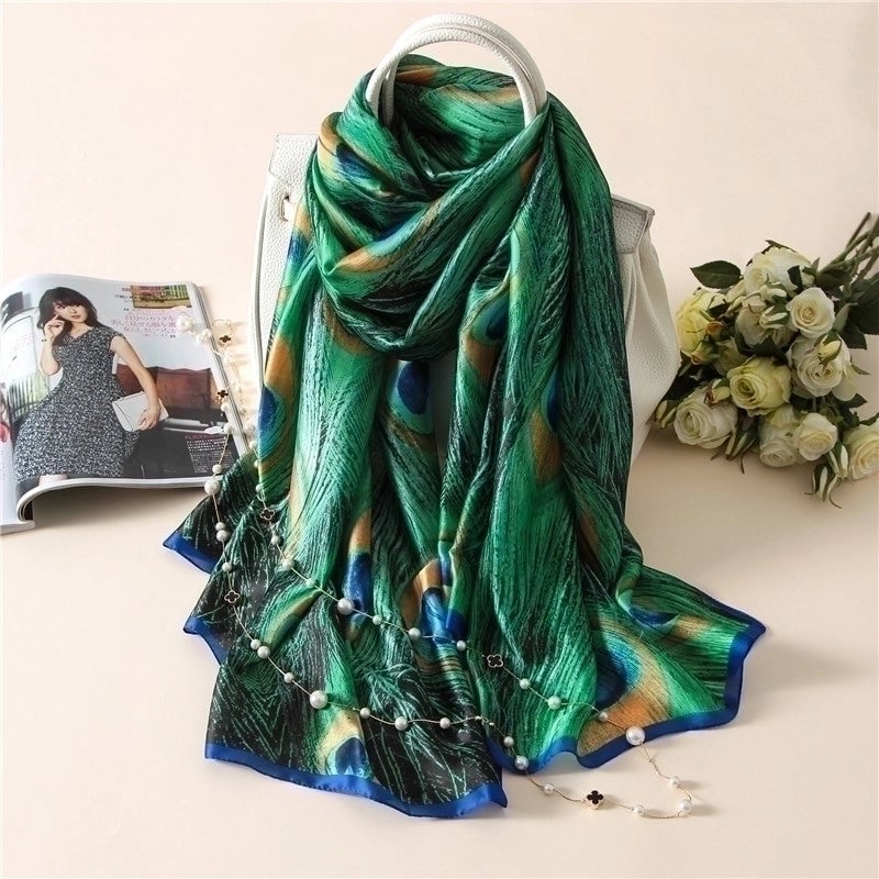 Women's Elegant Luxurious Wedding Feather Satin Printing Shawl