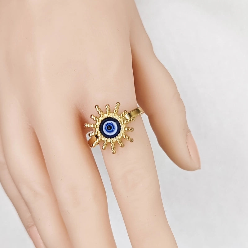 3 Pieces Classic Style Devil's Eye Stainless Steel Plating Gold Plated Open Rings
