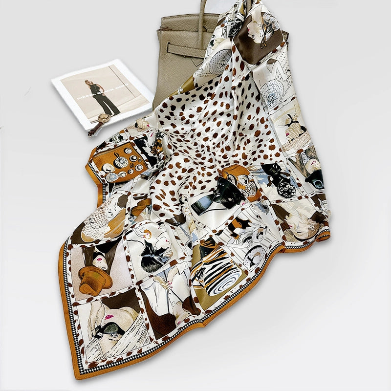 Women's Elegant Minimalist Printing Silk Printing Silk Scarf